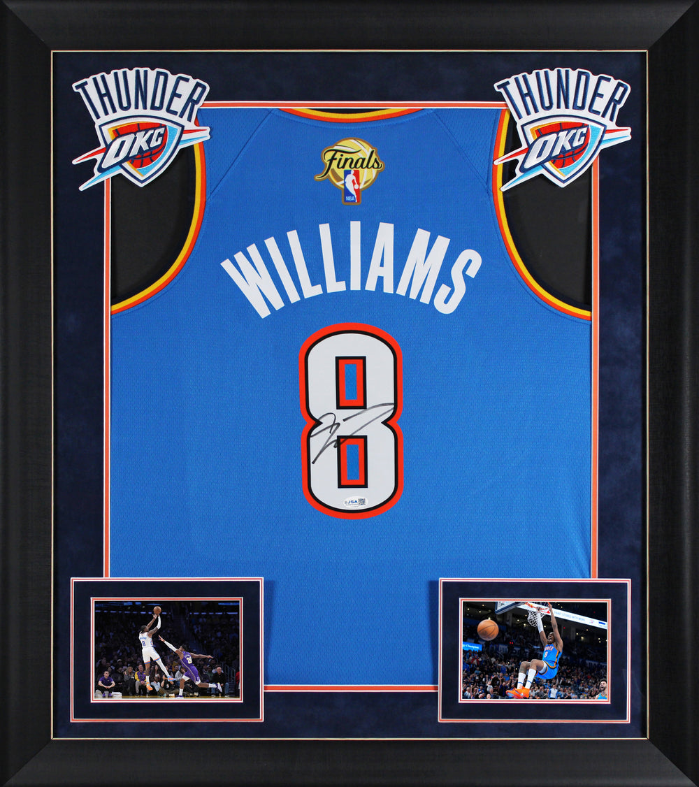 Thunder Jalen Williams Signed Blue Nike Finals Ed. Swingman Framed Jersey JSA