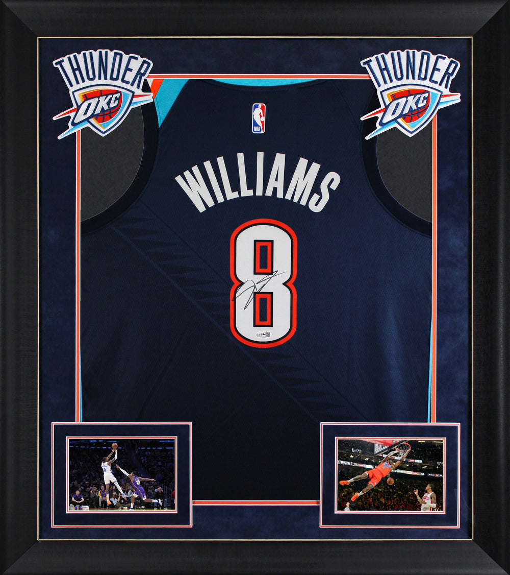 Thunder Jalen Williams Signed 2025 Navy Nike City Ed. Swingman Framed Jersey JSA