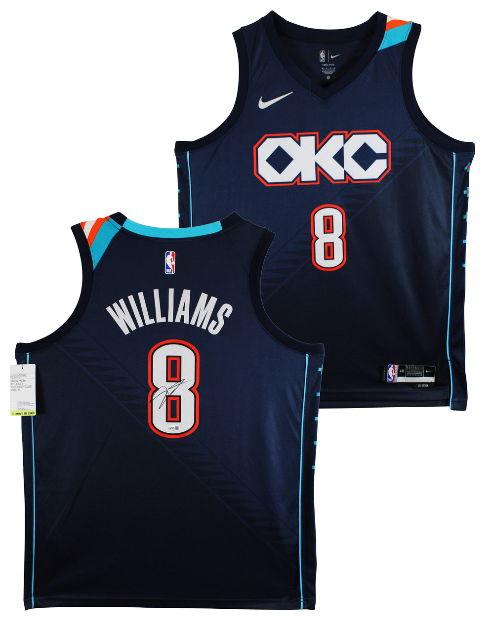 Thunder Jalen Williams Signed 2025 Navy Nike City Edition Swingman Jersey JSA
