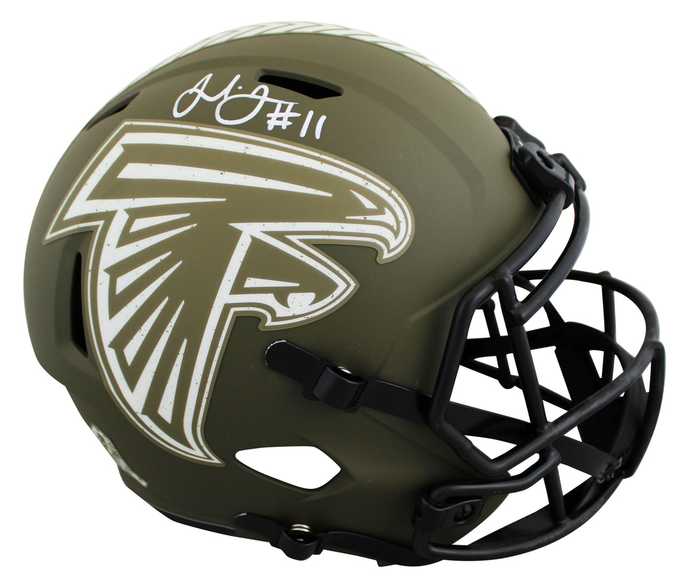 Falcons Julio Jones Signed Salute To Service Full Size Speed Rep Helmet BAS Wit