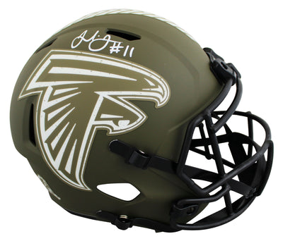 Falcons Julio Jones Signed Salute To Service Full Size Speed Rep Helmet BAS Wit