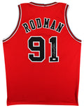 Dennis Rodman Authentic Signed Red Pro Style Jersey Autographed JSA Witness