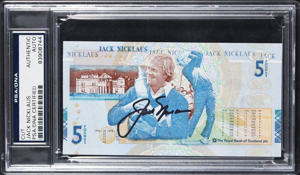Jack Nicklaus Authentic Signed 5 Pound Royal Bank of Scotland Note PSA Slabbed 2