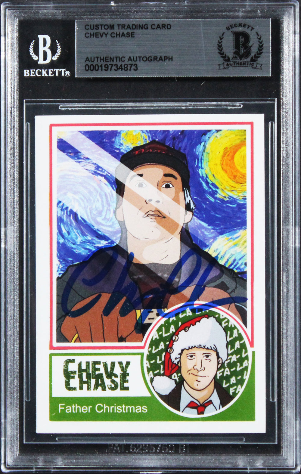 Chevy Chase Christmas Vacation Signed Father Christmas Custom Card BAS Slabbed