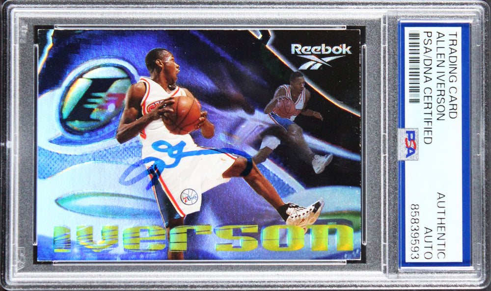 76ers Allen Iverson Signed 1996 Skybox Silver #100 Rookie Card PSA/DNA Slabbed