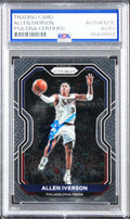 76ers Allen Iverson Signed 2020 Panini Prizm Silver #19 Card PSA/DNA Slabbed