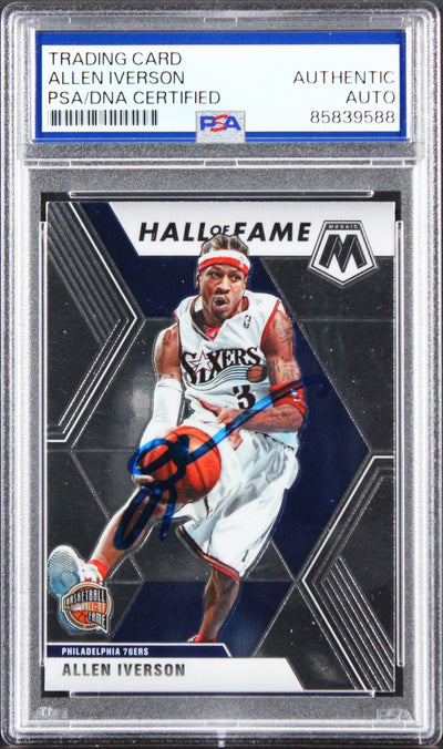 76ers Allen Iverson Signed 2019 Panini Mosaic Silver #287 Card PSA/DNA Slabbed