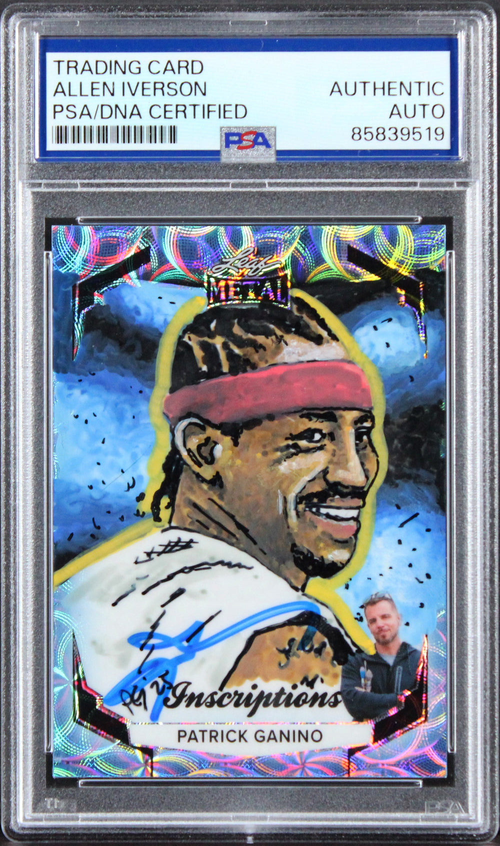 Allen Iverson Signed 2025 Leaf #SA-PG1 13/50 Hand Painted Card PSA/DNA Slabbed