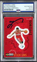 76ers Allen Iverson Signed 1997 Upper Deck Stick-Ums #S20 Card PSA/DNA Slabbed