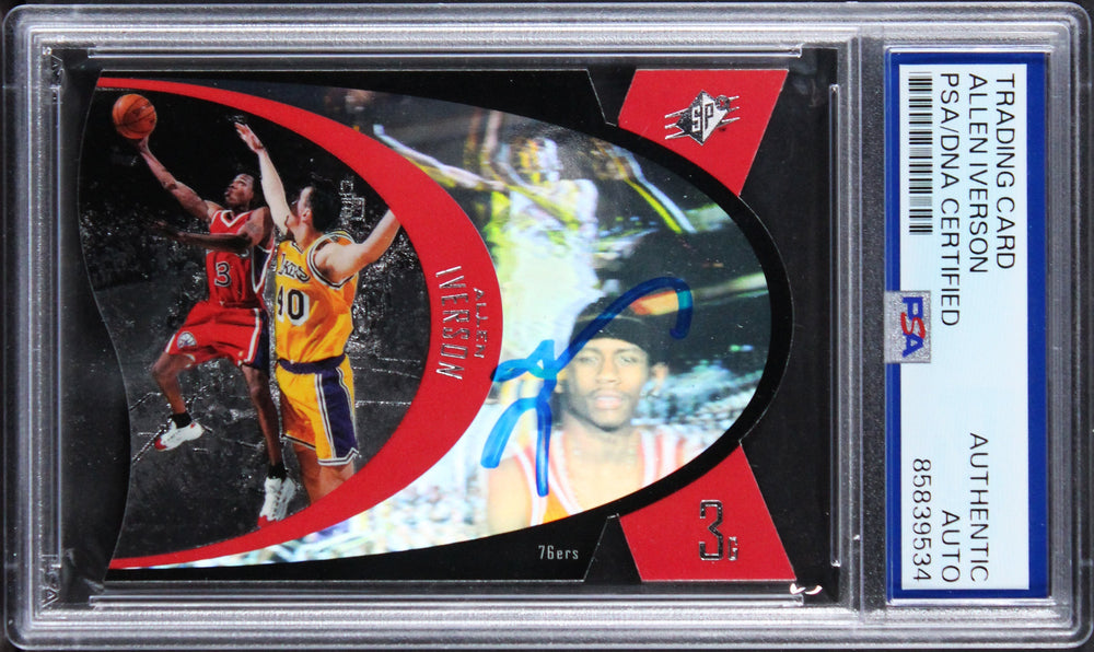76ers Allen Iverson Signed 1996 Upper Deck SPx #35 Rookie Card PSA/DNA Slabbed