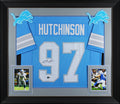Aidan Hutchinson Authentic Signed Blue Pro Style Framed Jersey BAS Witnessed 3