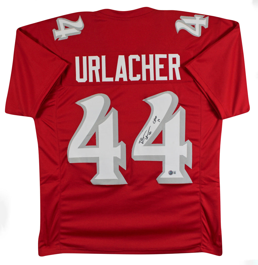 UNM Brian Urlacher "CHOF 17" Authentic Signed Red Pro Style Jersey BAS