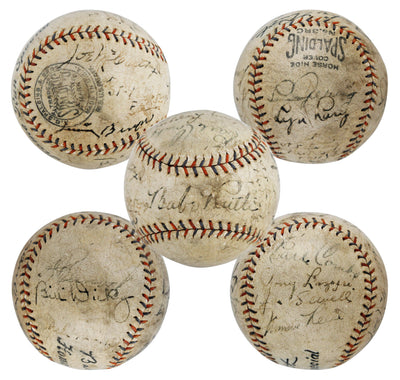1931 Yankees (13) Babe Ruth, Lou Gehrig, +11 Signed Spalding Baseball JSA LOA