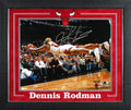 Bulls Dennis Rodman Signed 16x20 Framed Horizontal Diving Photo BAS Witnessed