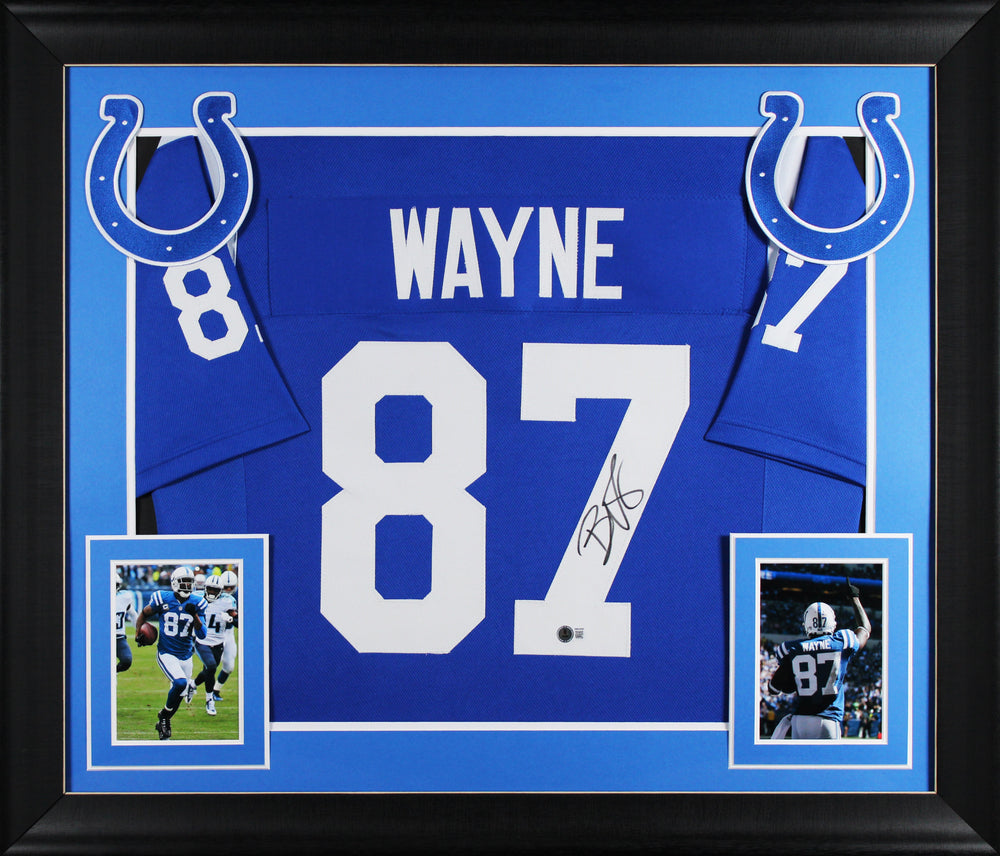Reggie Wayne Authentic Signed Blue Pro Style Framed Jersey BAS Witnessed
