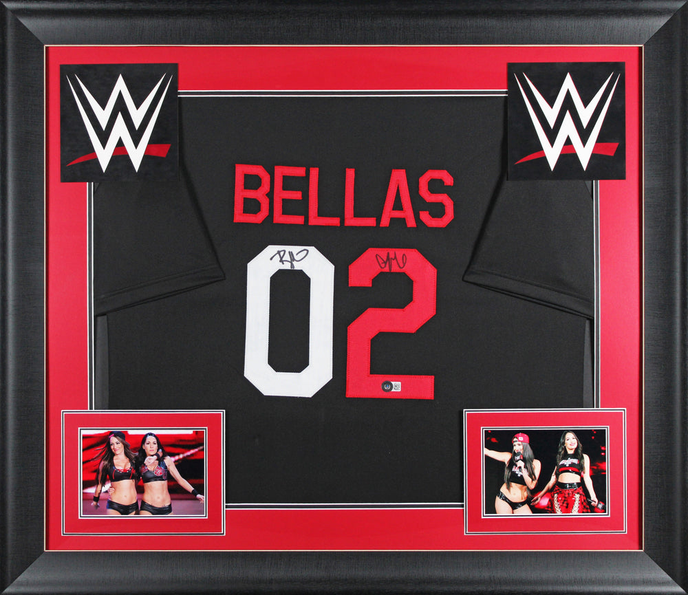 WWE Nikki Bella & Bri Bella Signed Black Pro Style Framed Jersey BAS W #WR27164