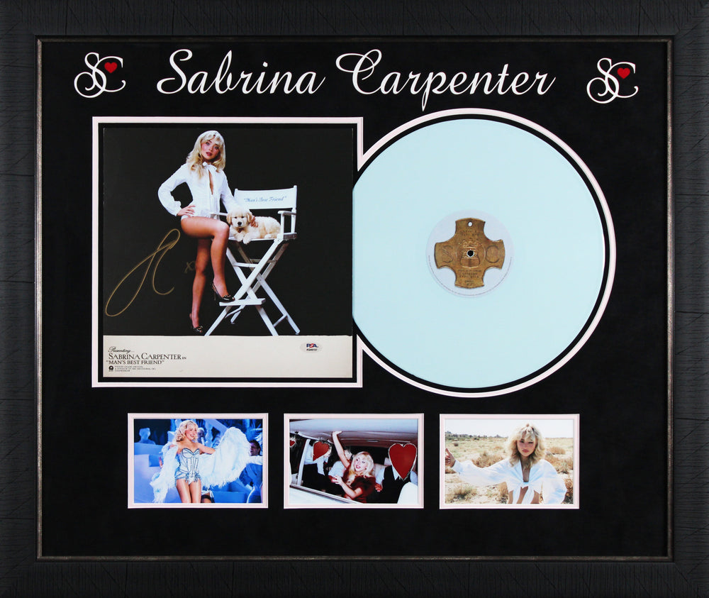 Sabrina Carpenter Signed Man's Best Friend Framed Album Insert w/ Vinyl PSA 2