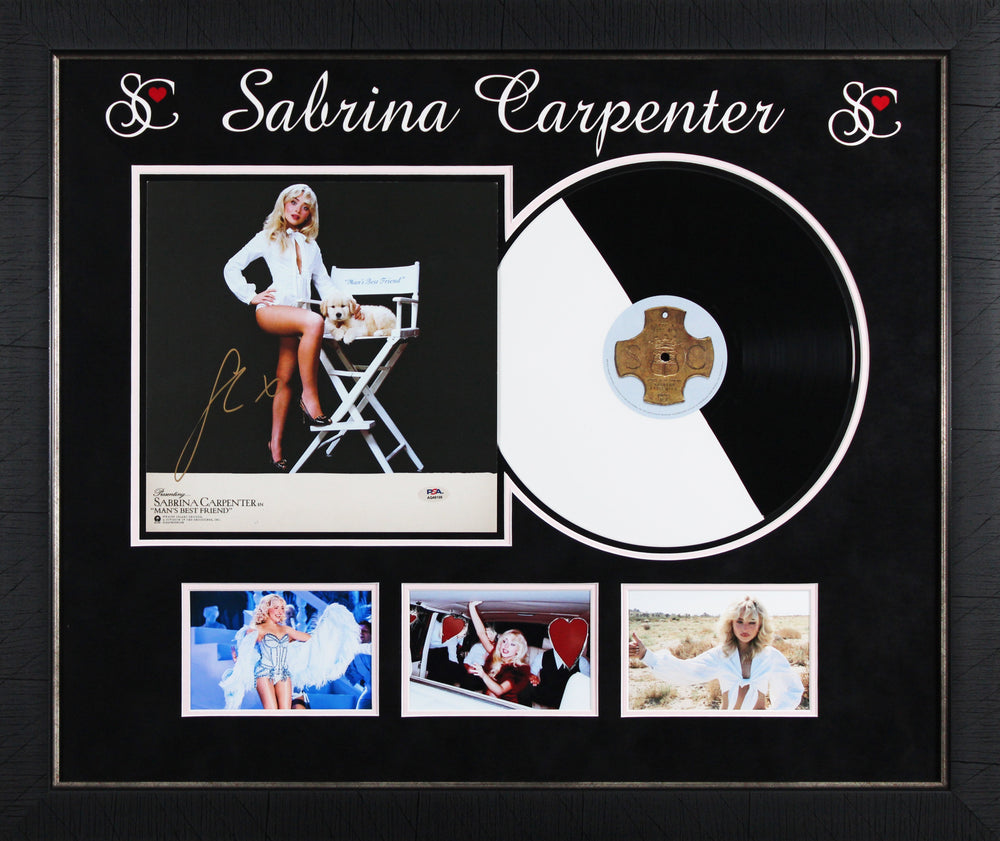 Sabrina Carpenter Signed Man's Best Friend Framed Album Insert w/ Vinyl PSA 1