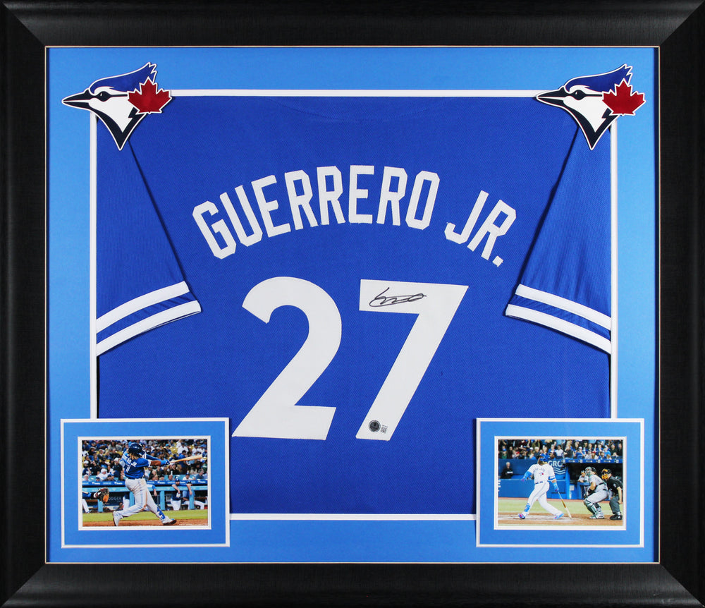 Vladimir Guerrero Jr. Authentic Signed Blue Pro Style Framed Jersey BAS 2