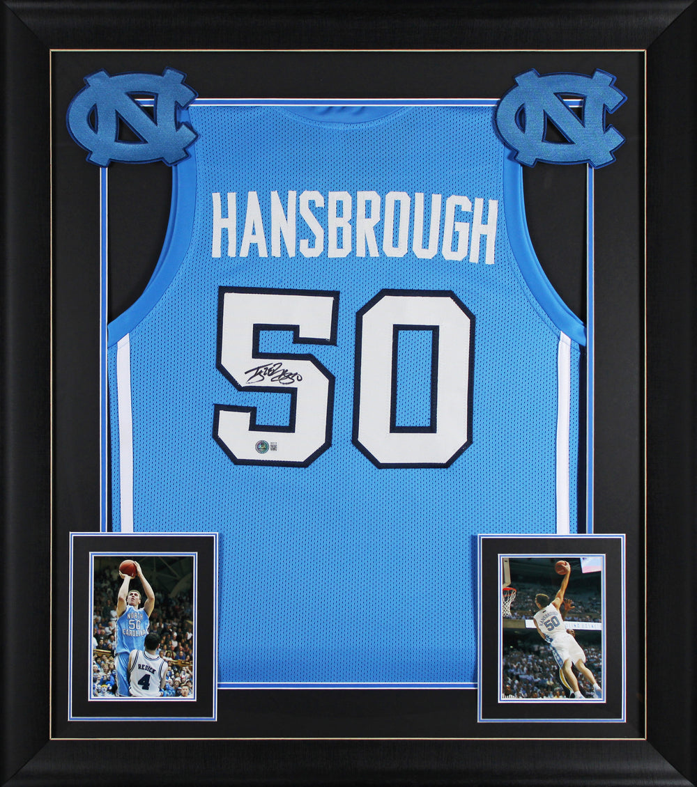 UNC Tyler Hansbrough Signed Carolina Blue Pro Style Framed Jersey BAS Witnessed