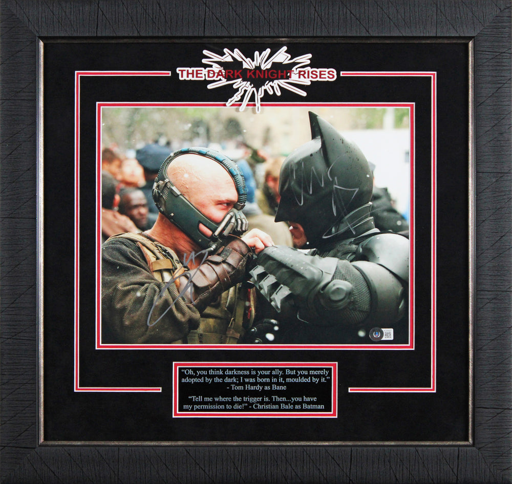 Tom Hardy & Christian Bale The Dark Knight Rises Signed 11x14 Framed Photo BAS