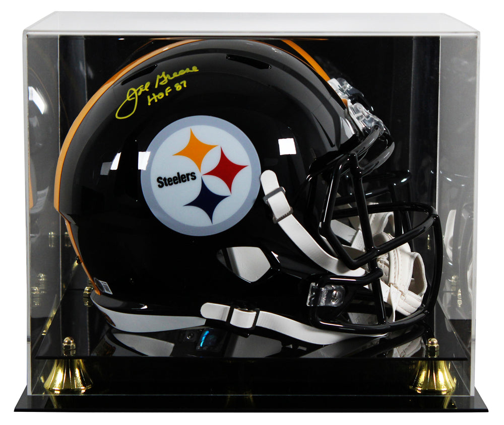 Steelers Joe Greene "HOF 87" Signed Full Size Speed Rep Helmet W/ Case BAS Wit 2