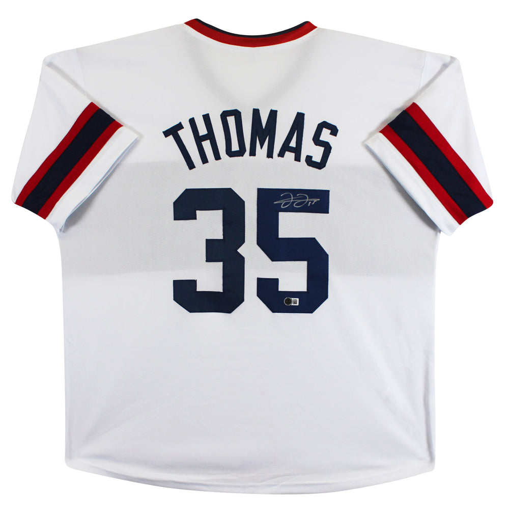 Frank Thomas Authentic Signed White Throwback Pro Style Jersey BAS Witnessed