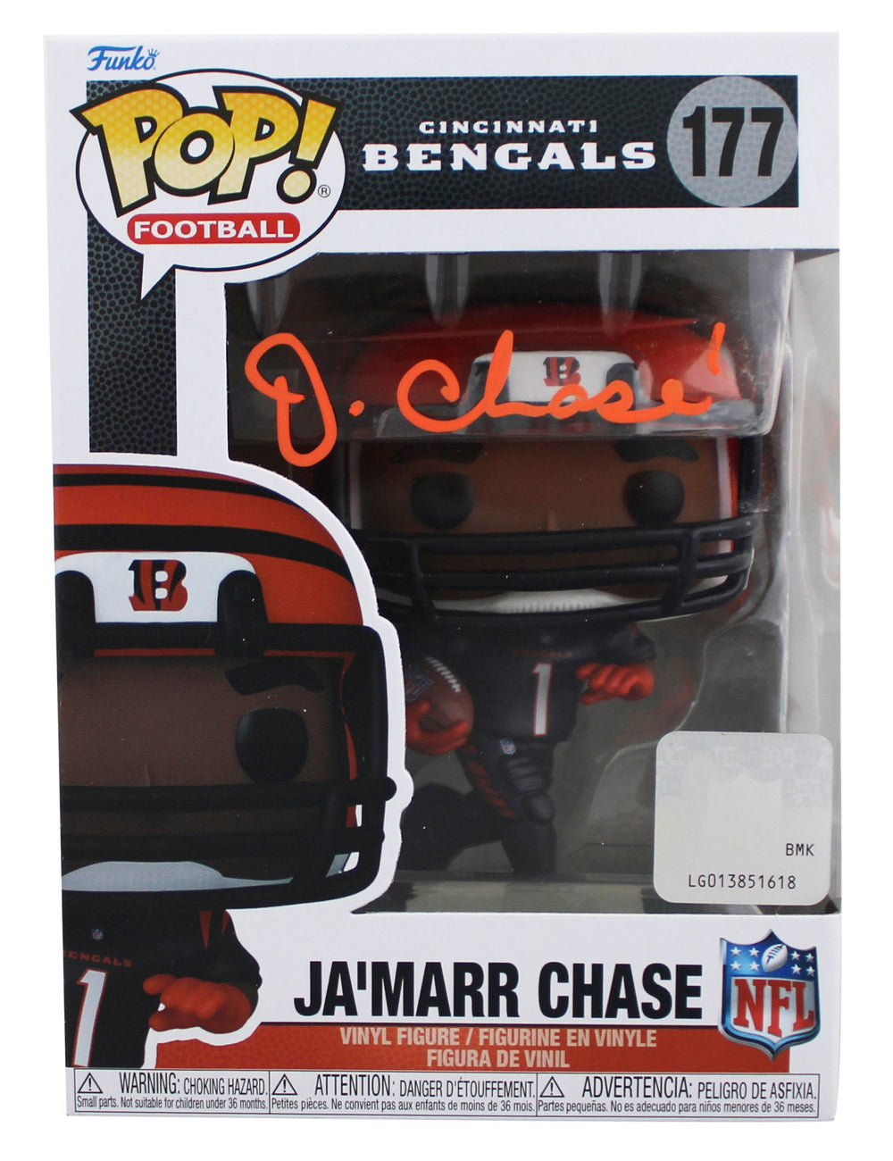 Bengals Ja'Marr Chase Authentic Signed #177 Funko Pop Vinyl Figure BAS Witnessed