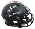 OSU Jack Sawyer "F*** Michigan" Signed Black Speed Mini Helmet W/ Case BAS Wit