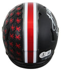 OSU Jack Sawyer "F*** Michigan" Signed Black Speed Mini Helmet W/ Case BAS Wit