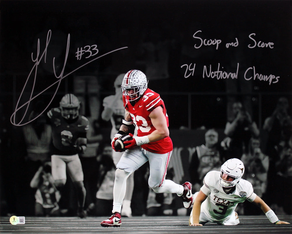 Ohio State Jack Sawyer "2x Insc" Signed 16x20 Horizontal Spotlight Photo BAS W 2