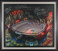 SB MVPs (4) Brady, Montana, Bradshaw & Manning Signed & Framed 28x32 Canvas BAS