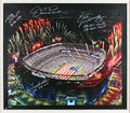 SB MVPs (4) Brady, Montana, Bradshaw & Manning Signed & Framed 28x32 Canvas BAS