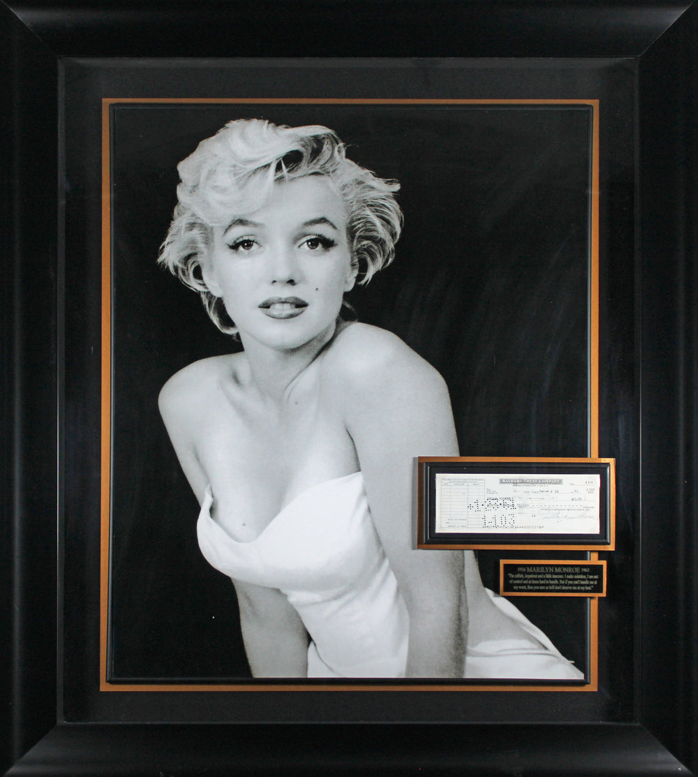 Marilyn Monroe Authentic Signed & Framed 1961 3x8.5 MMP Check BAS #AE64741