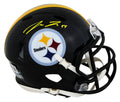 Steelers Pat Freiermuth Signed Speed Mini Helmet W/ Case w/ Yellow Sig BAS Wit