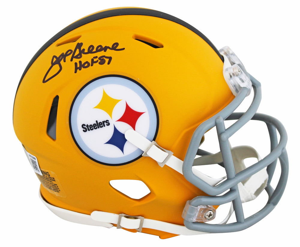 Steelers Joe Greene "HOF 87" Signed 2025 On-Field Alt Speed Mini Helmet BAS Wit