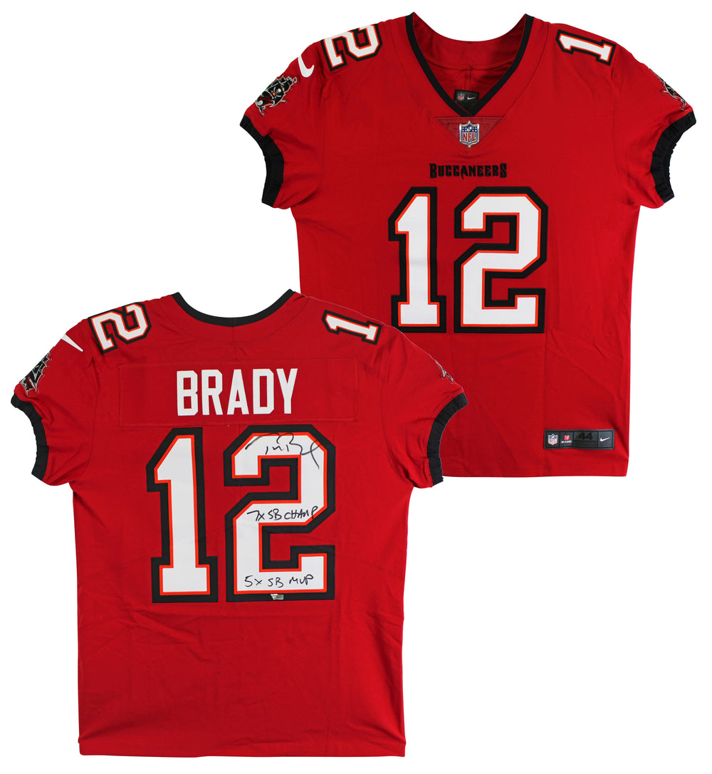 Bucs Tom Brady "7x SB Champ, 5x SB MVP" Signed Red Nike Elite Jersey Fanatics