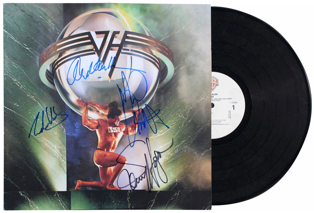 Van Halen (4) Eddie, Alex, Anthony & Hagar Signed 5150 Album Cover JSA #BB62237