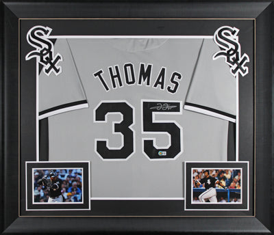 Frank Thomas Authentic Signed Grey Pro Style Framed Jersey BAS Witnessed