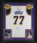 Lakers Luka Doncic Signed White Nike Swingman Framed Jersey PSA/DNA #AQ49100