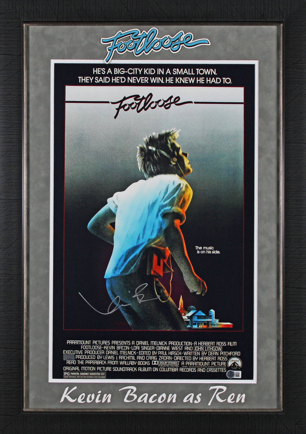 Kevin Bacon Footloose Authentic Signed 16x24 Framed Poster Autographed BAS