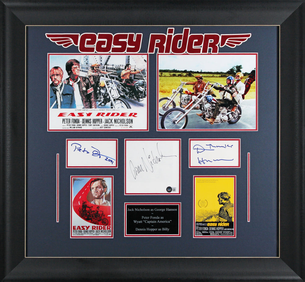 Easy Rider (3) Nicholson, Fonda & Hopper Signed Framed Display BAS #BC70696