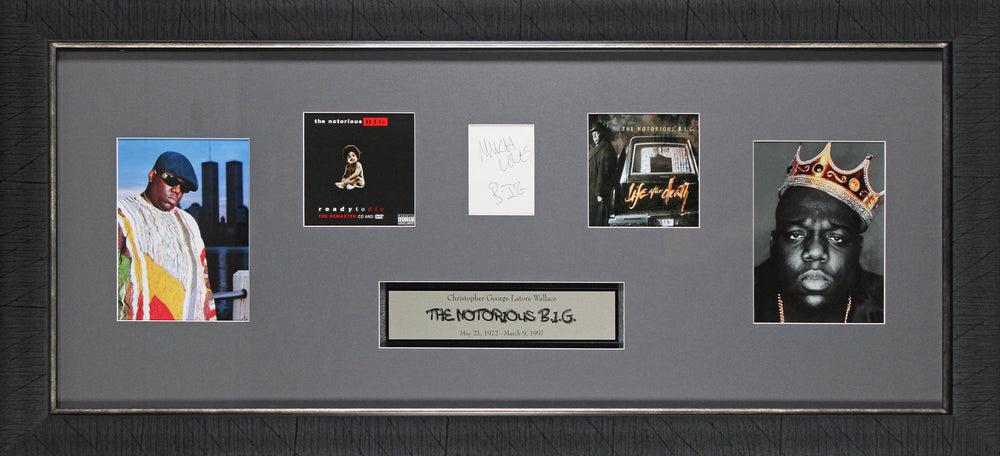 Notorious B.I.G. Much Love Signed 3x5 Cut Signature Framed Display JSA #BB65304