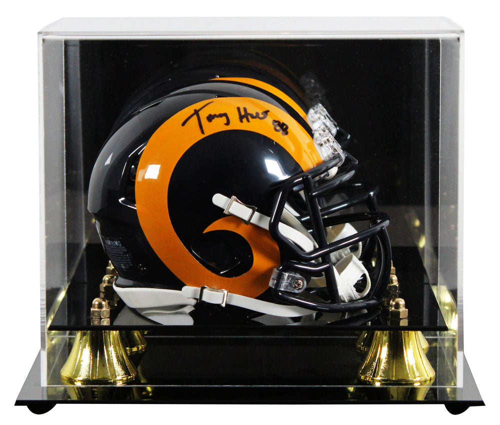 Rams Torry Holt Signed 1981-98 Throwback Speed Mini Helmet W/ Case BAS Witnessed