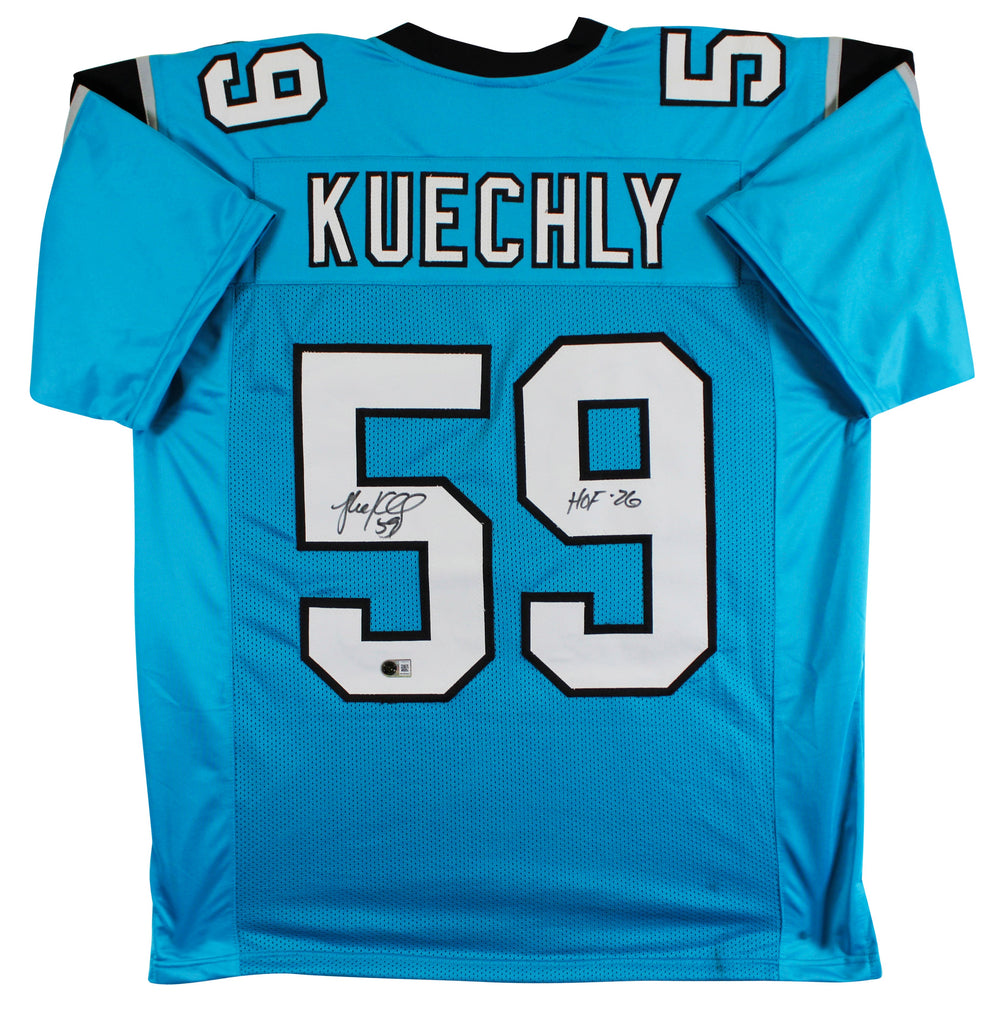 Luke Kuechly "HOF 26" Authentic Signed Blue Pro Style Jersey BAS Witnessed