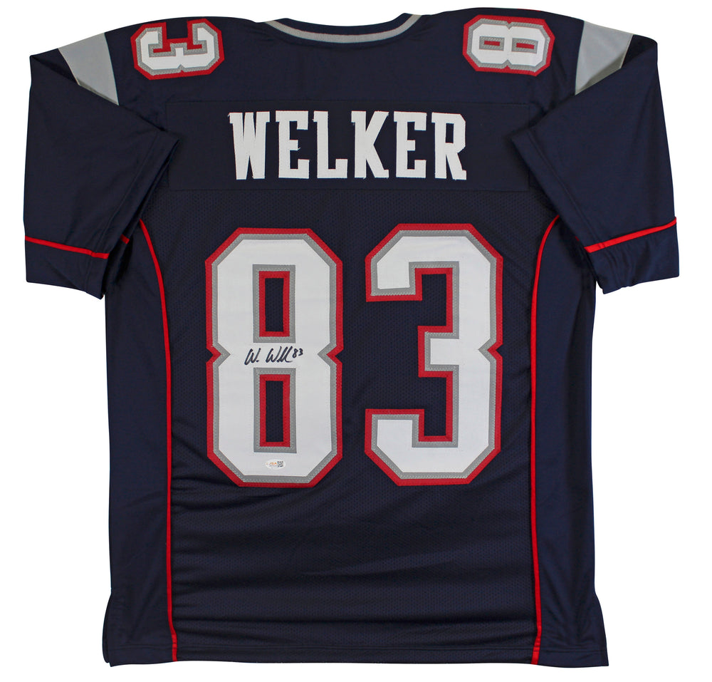 Wes Welker Authentic Signed Navy Pro Style Jersey Autographed JSA Witness