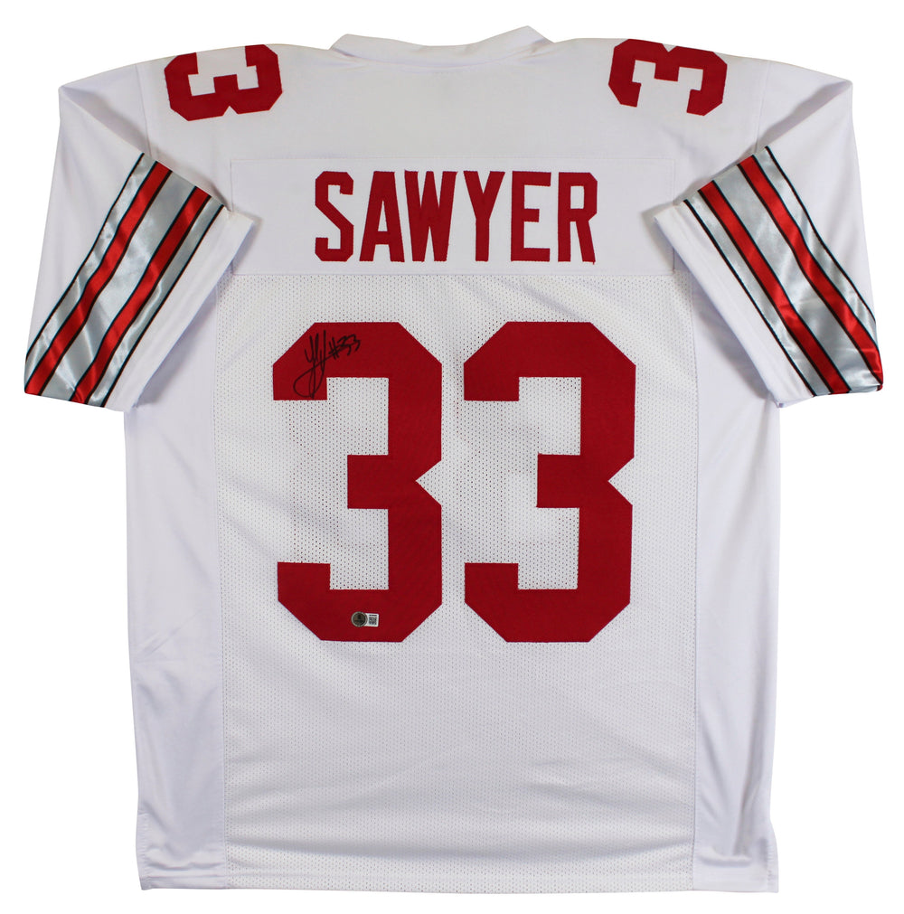 Ohio State Jack Sawyer Authentic Signed White Pro Style Jersey Autographed BAS 2