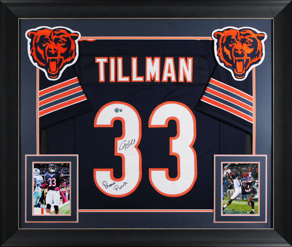 Charles Tillman "Peanut Punch" Signed Navy Pro Style Framed Jersey BAS Witness 2