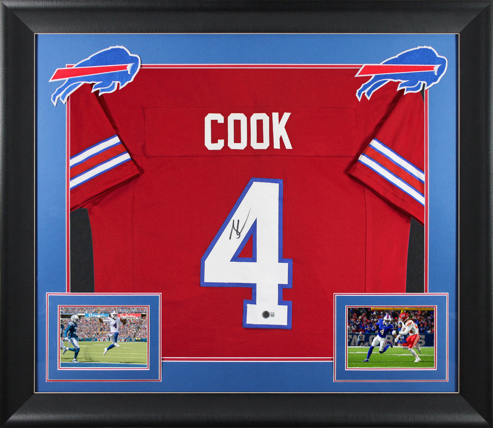 James Cook Authentic Signed Red Pro Style Framed Jersey Autographed BAS