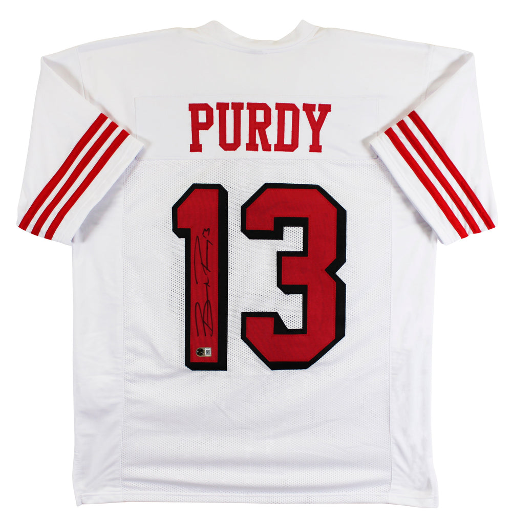 Brock Purdy Authentic Signed White Pro Style Jersey w/ Dropshadow BAS Witnessed